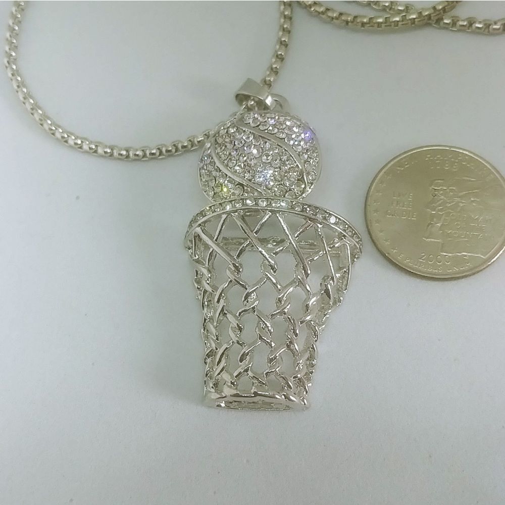 Basketball Pendants Necklace Rhinestone - Picture 4 of 4